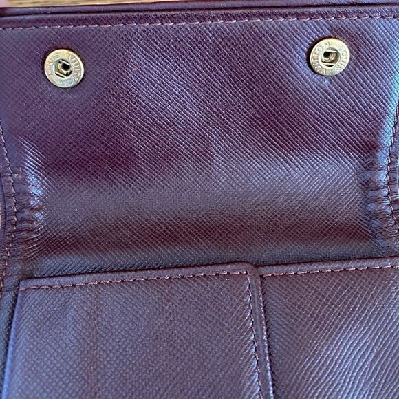 Louis Vuitton Red/Sepia Monogram Lin Porte-Tresor Canvas & Leather Wallet w/COA. - Picture 12 of 15